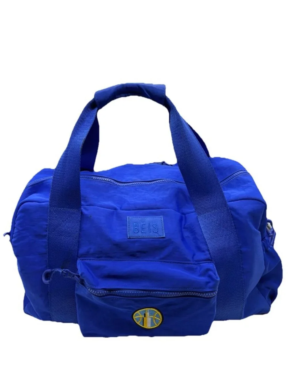 BÉIS The Sport Duffle Backpack Blue Overnight Travel Bag Basketball Patch
